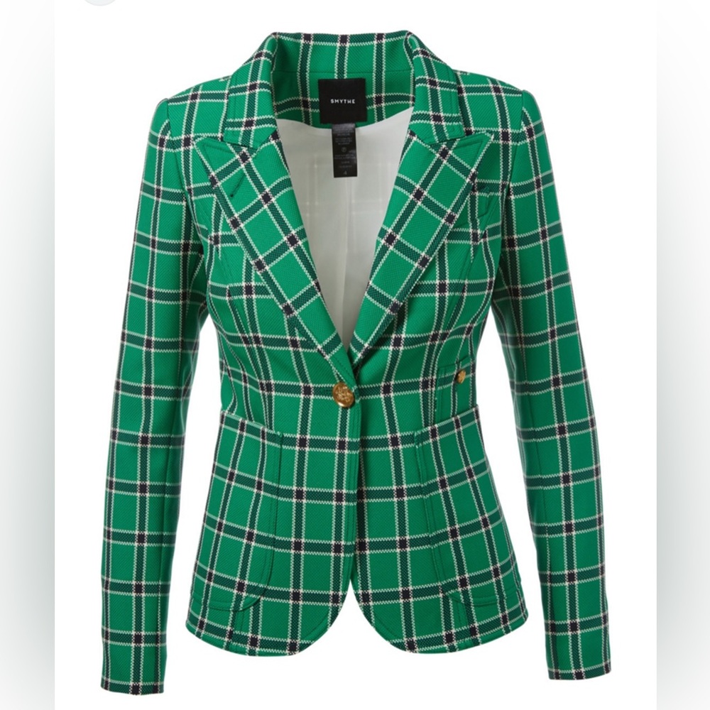 Smythe Kelly ☘️Green Plaid Patch Pocket Duchess Blazer, size 2